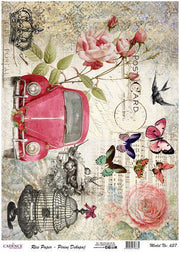 Cadence - Rijst Decoupage papier - VW Kever - 30 x 42 cm (0637) *
