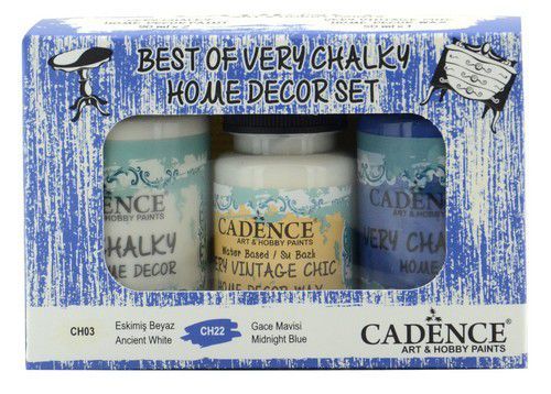 Cadence Very Chalky Home Decor set Oud wit - Nachtblauw 01 002 0010 909050 90+90+50 ml (301260/1010) CH03 *