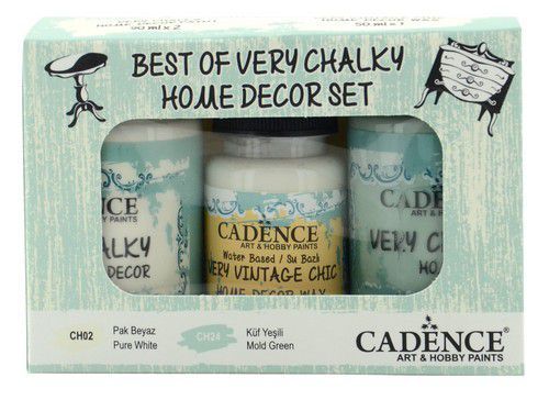 Cadence Very Chalky Home Decor set Puur wit - Mold - groen 01 002 0001 909050 90+90+50 ml (0001) CH02 *