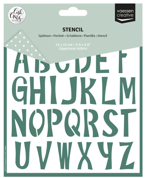 Vaessen Creative • Sjabloon Uppercase Letters by Carla Creates 15x15cm (CAR0008) *