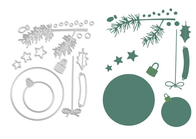 Vaessen Creative • Snij- en Embossingmallen Kerstdecoraties 15st. (CAR0102)
