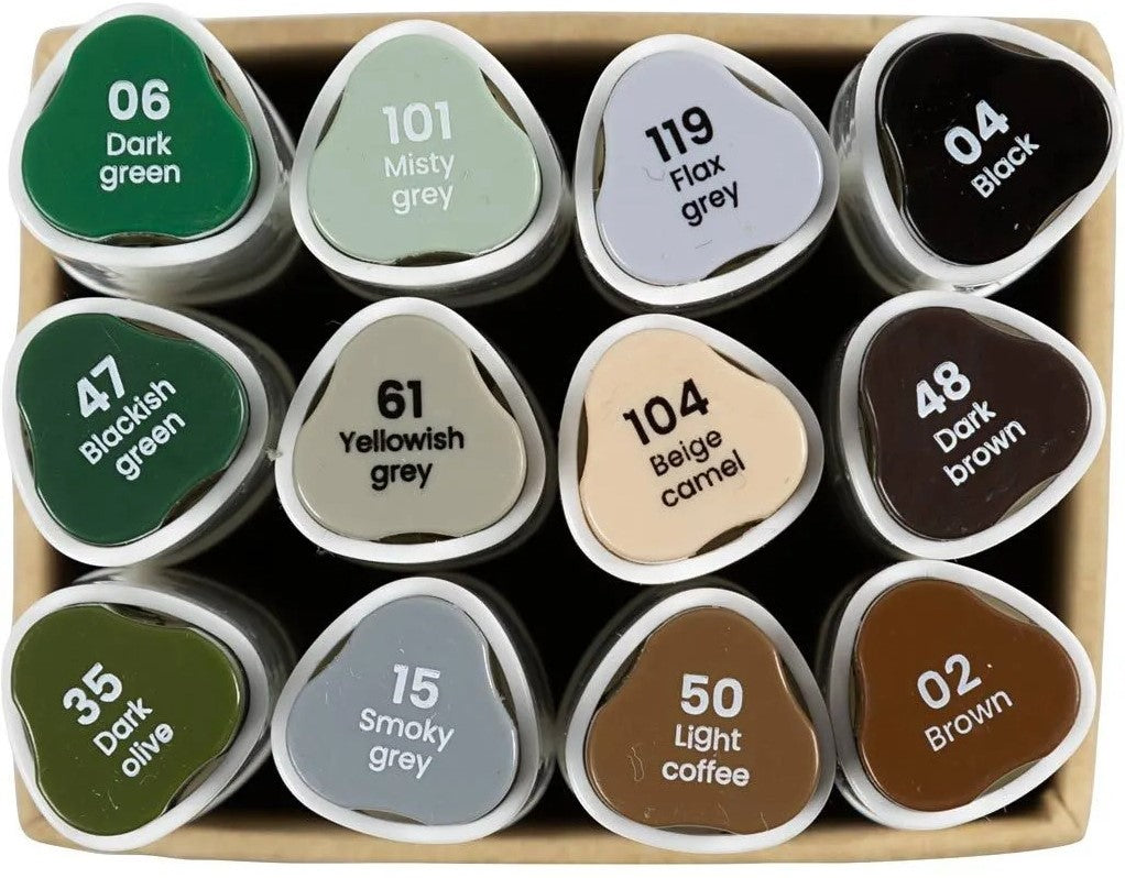 CC Alcoholmarker Natuurlijke Kleuren, 12 stuks (373741)