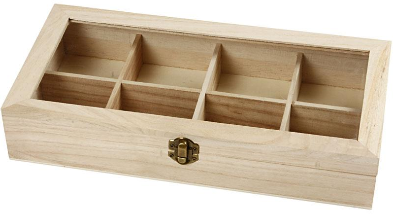 CC Houten Doos met Glazen Deksel 32x16x6 cm (57728)