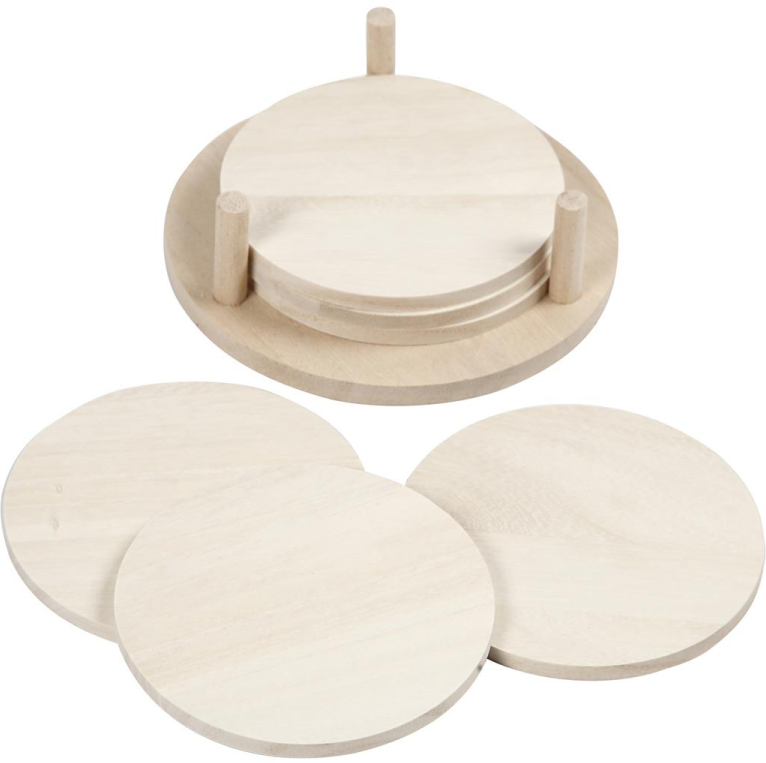 CC Houten Ronde Onderzetters 9,5 cm 6 stuks (55921)