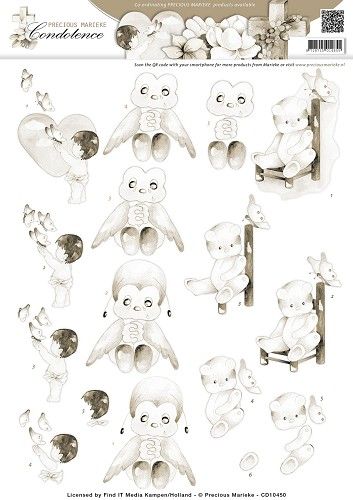 3D Knipvel - Precious Marieke - Condoleance - Heartfelt Sepia