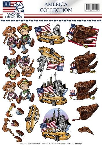 3D Knipvel - Yvonne Creations  - America Collection - Cowboy & girl