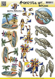 3D Knipvel - Yvonne Creations - Groetjes uit... Bonaire