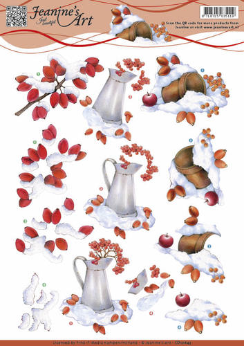 3D Knipvel - Jeanines Art - Winter berries