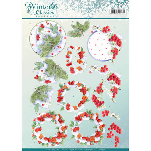 3D Knipvel - Jeanine's Art - winter classics- Winterberries