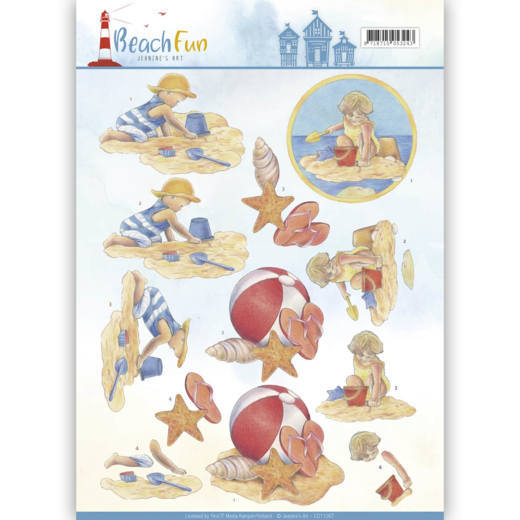 3D Knipvel - Jeanine's Art - Beach Fun - Playing in the Sun