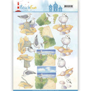 3D Knipvel - Jeanine's Art - Beach Fun - Seagulls