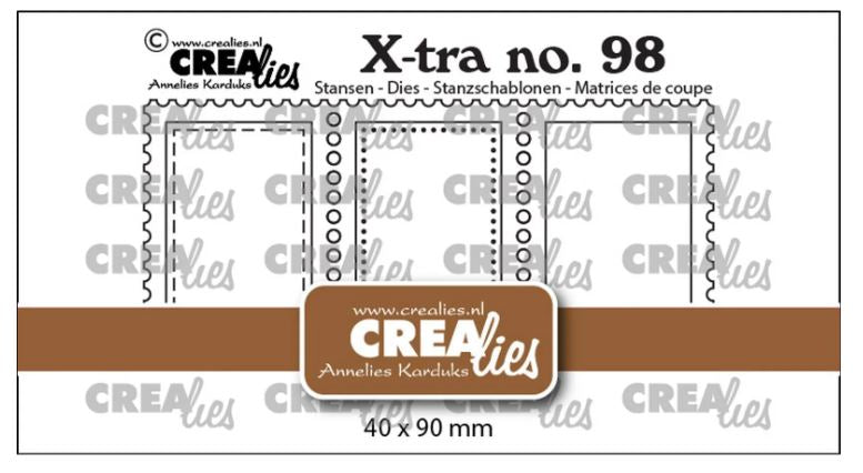 Crealies • Xtra 3 Postzegels Op Een Rij Verticaal (CLXTRA98) *