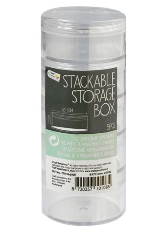 Plastic Stapeldoosjes 4,5x2,5 cm Transparant 5 stuks (CR1026/GE)