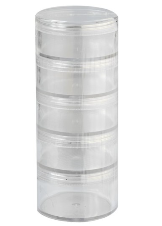 Plastic Stapeldoosjes 4,5x2,5 cm Transparant 5 stuks (CR1026/GE)