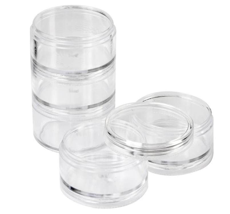Plastic Stapeldoosjes 4,5x2,5 cm Transparant 5 stuks (CR1026/GE)