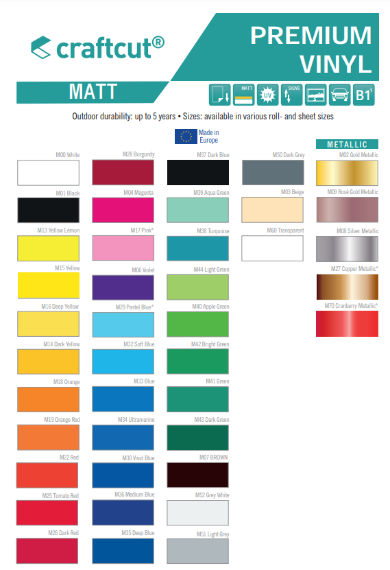 Craftcut Vinyl - Mat - White - 13,9 x 100cm (CC00M14)