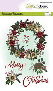 CraftEmotions clearstamps A6 - Bloemenkrans kerst GB (130501/1367)