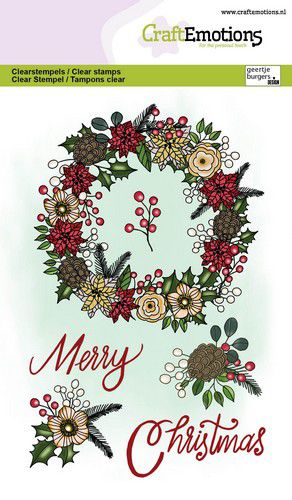 CraftEmotions clearstamps A6 - Bloemenkrans kerst GB (130501/1367)