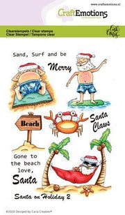 CraftEmotions clearstamps A6 - Santa on Holiday 2 Carla Creaties (130501/1692) (AFGEPRIJSD)
