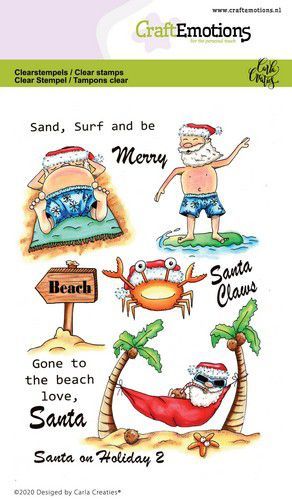 CraftEmotions clearstamps A6 - Santa on Holiday 2 Carla Creaties (130501/1692) (AFGEPRIJSD)