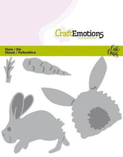 CraftEmotions Die - Bunny 1 -konijn met wortel Card 11x9cm Carla Creaties (115633/0435) (AFGEPRIJSD)