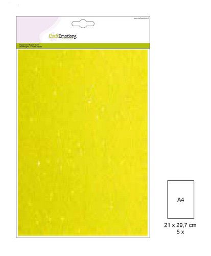 CraftEmotions glitterkarton 5 vel neon geel +/- 29x21cm 220gr (001290/2220)