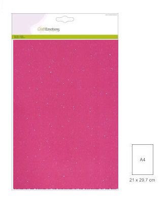 CraftEmotions glitterkarton 5 vel Neon Roze +/- 29x21cm 220gr (001290/2135)