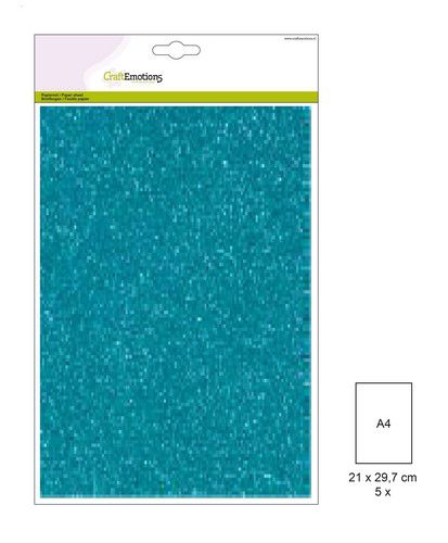 CraftEmotions glitterkarton 5 vel turquoise +/- 29x21cm 220gr (001290/2115)