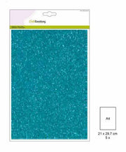 CraftEmotions glitterpapier 5 vel Turquoise  +/- 29x21cm 120gr (001290/0115)