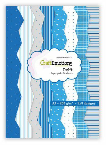 CraftEmotions Paper pad Delft - blauw 24 vl A5 14,8x21CM (118040/2001)