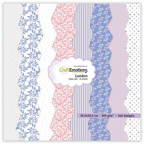 CraftEmotions Paper pad London - pastel 24 vl 30,5x30,5cm 12 inch (118040/3002)