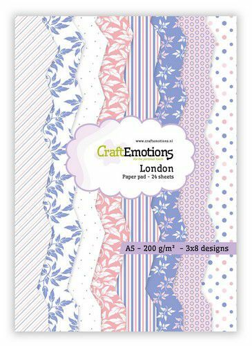 CraftEmotions Paper pad London - pastel 24 vl A5 14,8x21CM (118040/2002)