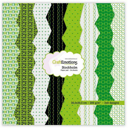 CraftEmotions Paper pad Stockholm - groen 24 vl 30,5x30,5cm 12 inch (118040/3004)