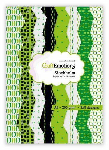 CraftEmotions Paper pad Stockholm - groen 24 vl A5 14,8x21CM (118040/2004)