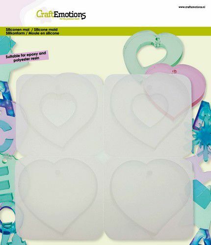 CraftEmotions Siliconen mal decoratie hanger hart - hart open 16x15cm (114779/0130)