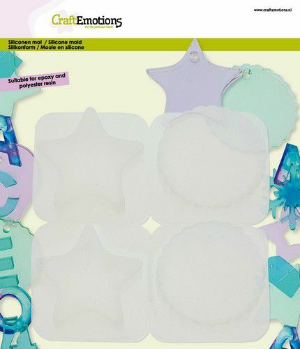 CraftEmotions Siliconen mal decoratie hanger rond scallop - ster 16x15cm (114779/0110)
