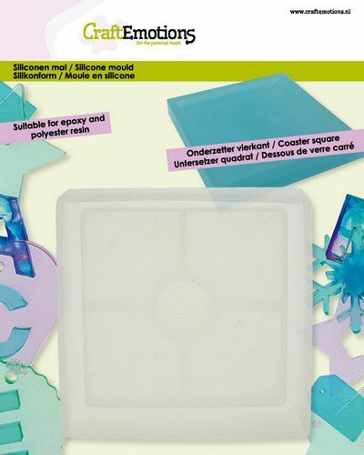 CraftEmotions Siliconen mal onderzetter vierkant 10x10cm (114779/0421)