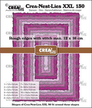 Crealies Crea-nest-dies XXL Rechthoeken ruwe randen en stiklijn CLNestXXL130 12x16cm (115634/0130) *