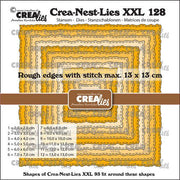 Crealies Crea-nest-dies XXL Vierkanten ruwe randen en stiklijn CLNestXXL128 13x13cm (115634/0128) *