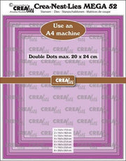 Crealies Crea-Nest-Lies Mega Rechthoek stippen For A4 machine: max. 20 x 24 cm (CLNestMega52) *