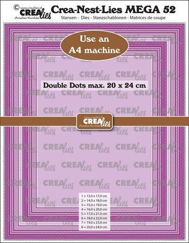 Crealies Crea-Nest-Lies Mega Rechthoek stippen For A4 machine: max. 20 x 24 cm (CLNestMega52) *