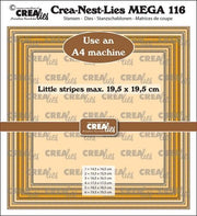 Crealies Crea-Nest-Lies Mega Vierkanten - streepjes halve cm 19,5x19,5cm (CLNestMega116) *