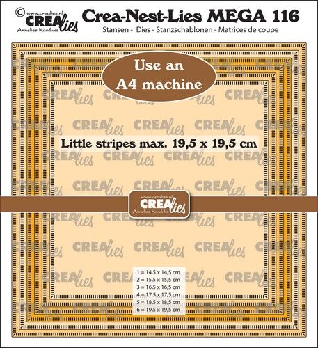 Crealies Crea-Nest-Lies Mega Vierkanten - streepjes halve cm 19,5x19,5cm (CLNestMega116) *