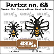 Crealies Partzz Bijen klein en middel 24 x 26 mm + 33 x 37 mm (CLPartzz63) *