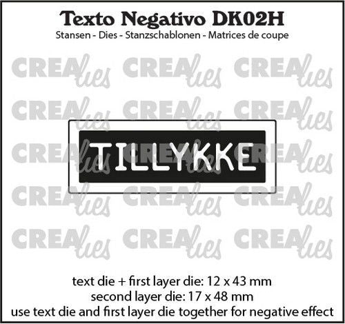 Crealies Texto DK: TILLYKKE (horizontaal) max.17x48mm (DK02H) *