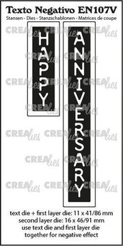 Crealies Texto EN: HAPPY ANNIVERSARY (verticaal) max.16x46/91mm (EN107V) *