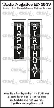 Crealies Texto EN: HAPPY BIRTHDAY (verticaal) max.16x46/69mm (EN104V) *