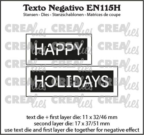 Crealies Texto EN: HAPPY HOLIDAYS (horizontaal) max. 17x37/51mm (EN115H) *