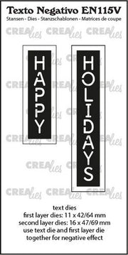 Crealies Texto EN: HAPPY HOLIDAYS (verticaal) max. 16x47/69mm (EN115V) *