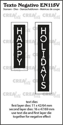 Crealies Texto EN: HAPPY HOLIDAYS (verticaal) max. 16x47/69mm (EN115V) *